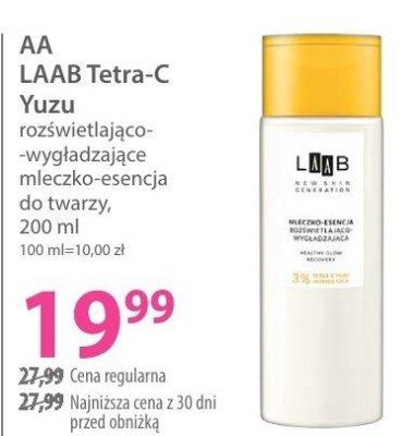 Mleczko-esencja do twarzy AA LAB Tetra-C Yuzu promocja w Hebe