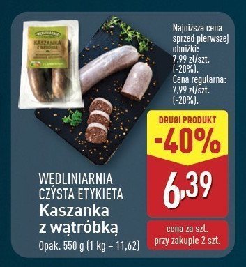 Kaszanka z wątróbką WĘDLINIARNIA CZYSTA ETYKIETA promocja w Carrefour
