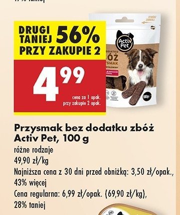 Przysmak bez dodatku zbóź kaczka z marchewką i pestkami dyni Activ pet promocja w Biedronka