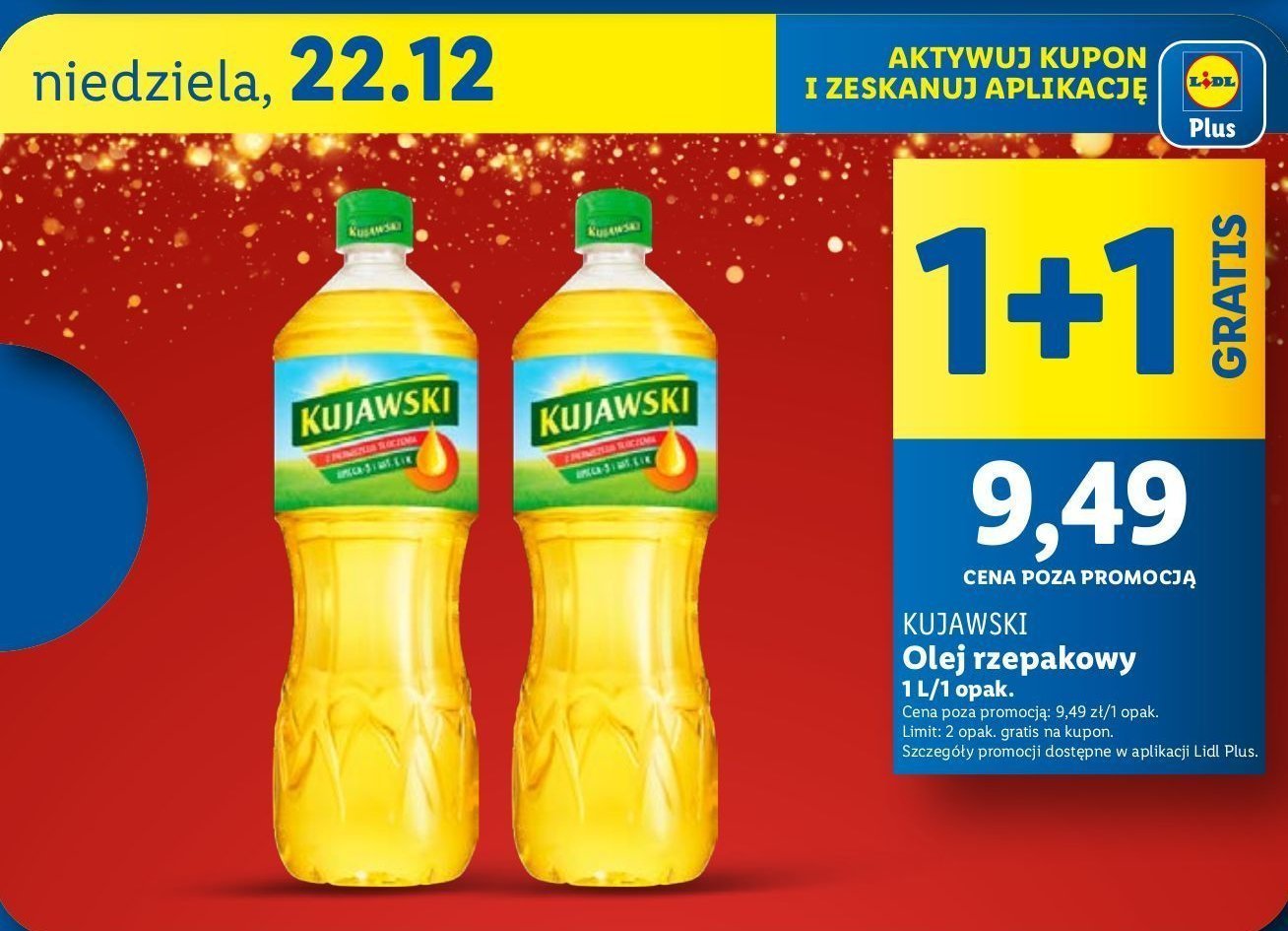 Olej rzepakowy Kujawski Kujawski kruszwica promocja w Lidl