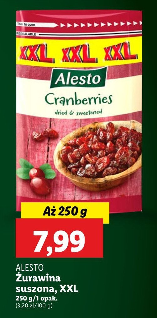 Żurawina suszona Alesto promocja w Lidl