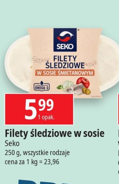Filety śledziowe w sosie śmietanowym Seko promocja