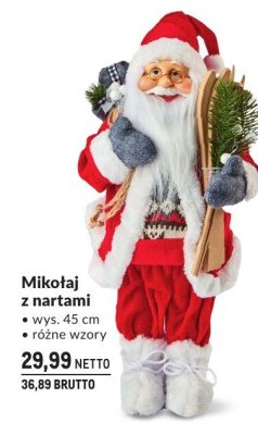 Mikołaj z nartami wys. 45 cm, różne wzory promocja w Makro