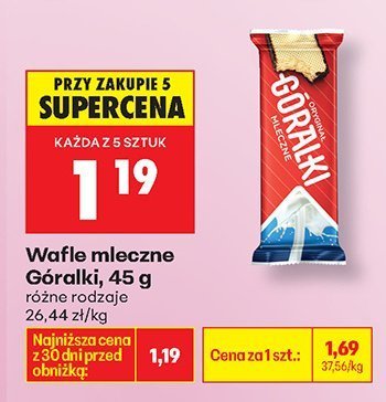 Wafle mleczne różne rodzaje 45g promocja w Biedronka