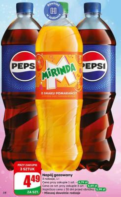 Napój gazowany 3 rodzaje Pepsi, Mirinda promocja w Dino