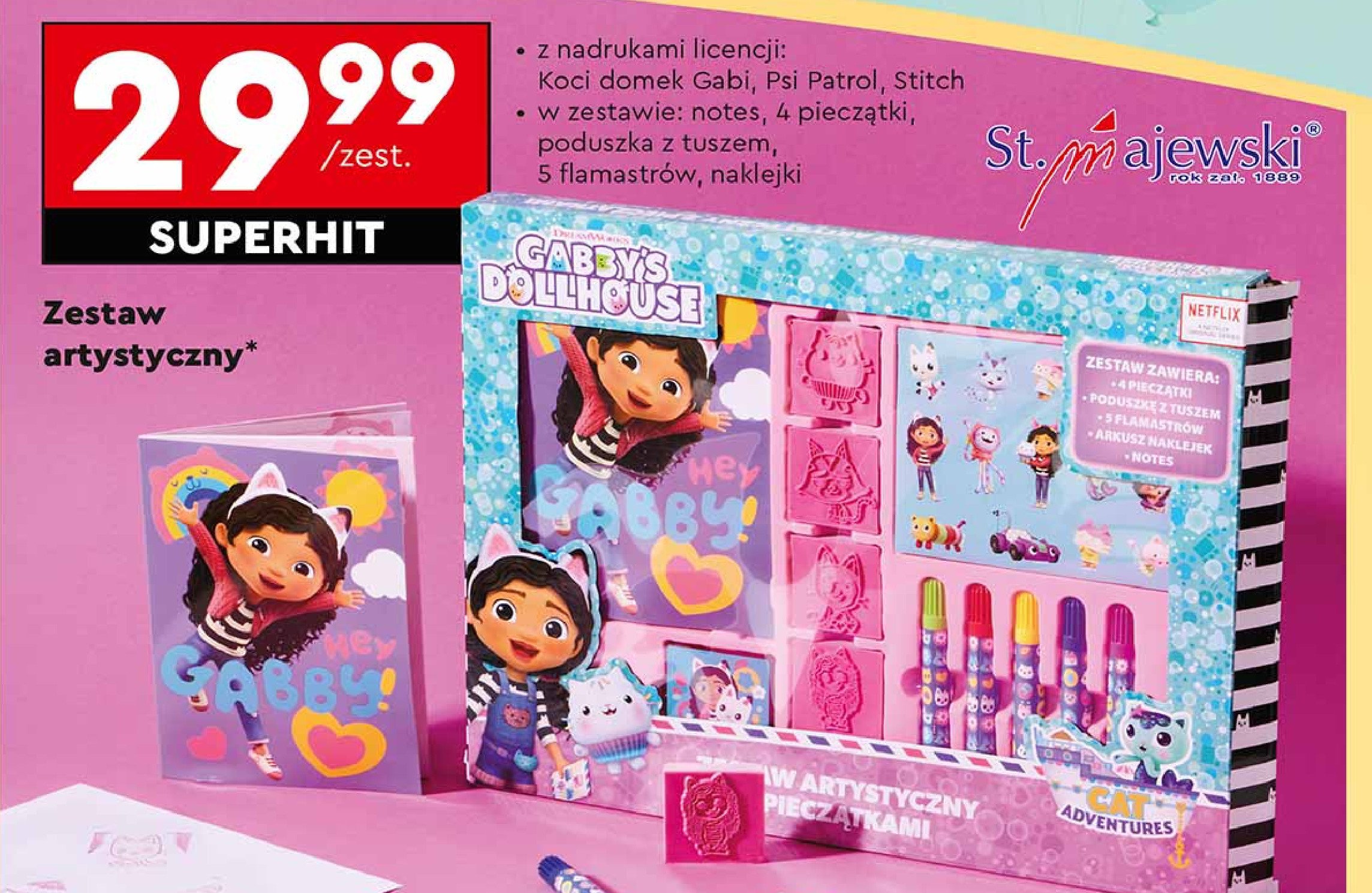 Zestaw artystyczny stitch St. majewski promocja w Biedronka