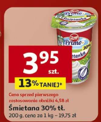 Śmietana 30% tł. Zott Primo promocja w Auchan
