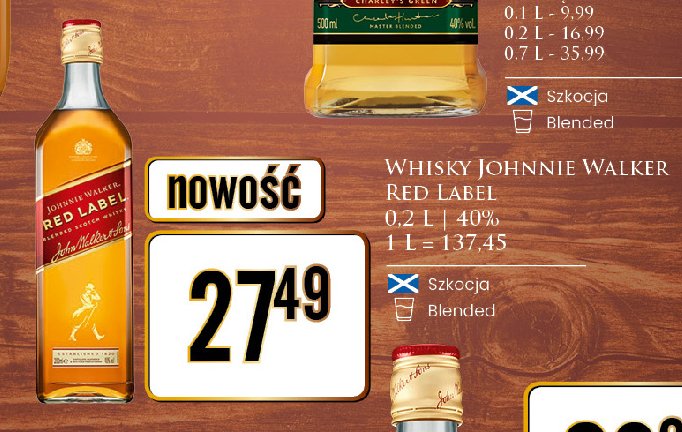 Whisky Johnnie walker red label promocja w Dino