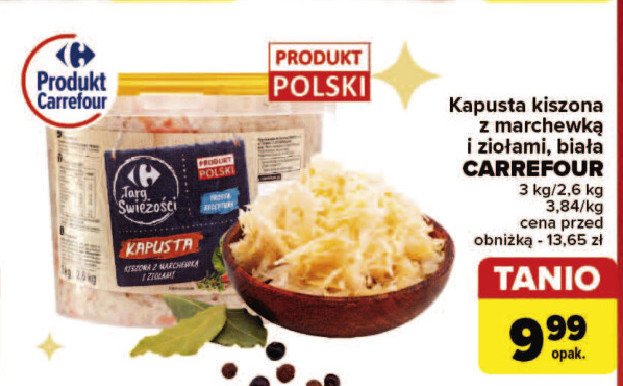 Kapusta kiszona z marchewką Carrefour targ świeżości promocja