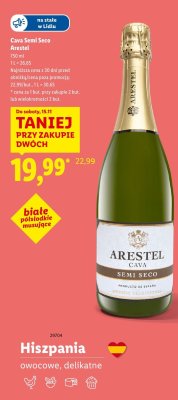 Wino musujące Cava Semi Seco Arestel białe półsłodkie  promocja w Lidl