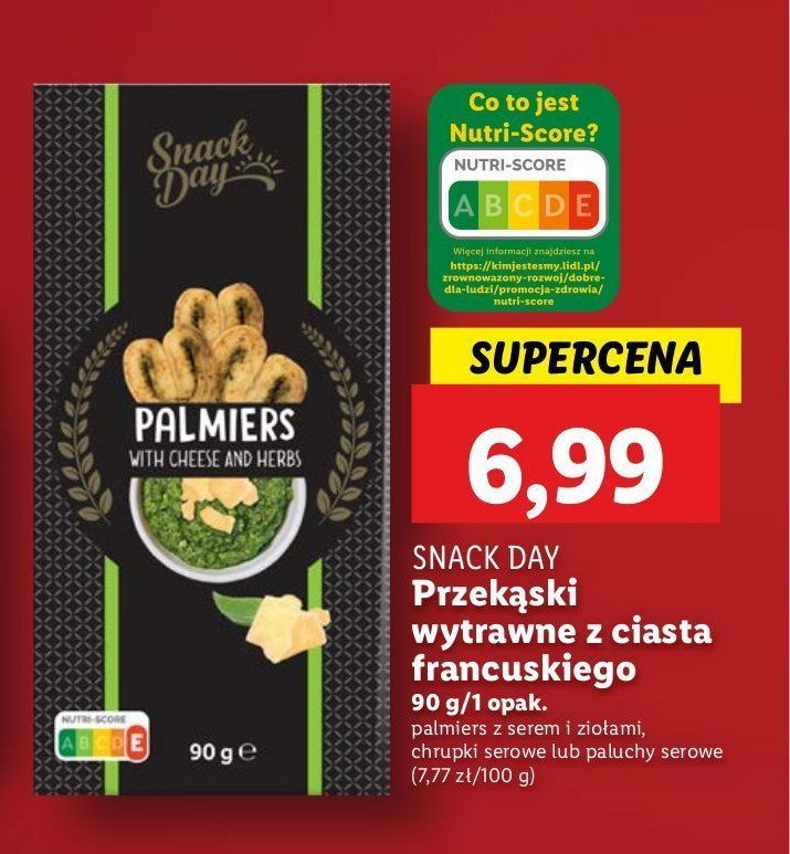 Przekąska z ciasta francuskiego serowa Snack day promocja