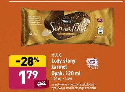 Lody o samku słonego karmelu w polewie czekoladowej Mucci sensation promocja