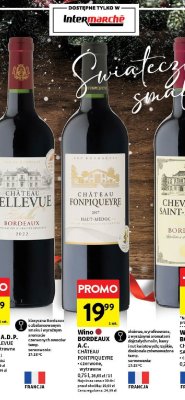 Wino BORDEAUX A.D.P. CHÂTEAU BELLEVUE czerwone, wytrawne promocja w Intermarche