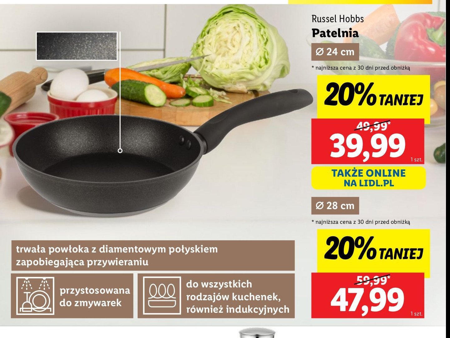 Patelnia śr. 28 cm Russell hobbs promocja w Lidl