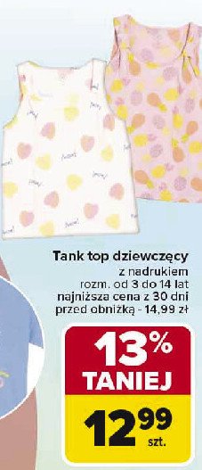 Tank top dziewczęcy 2-14 lat Tex promocja w Carrefour