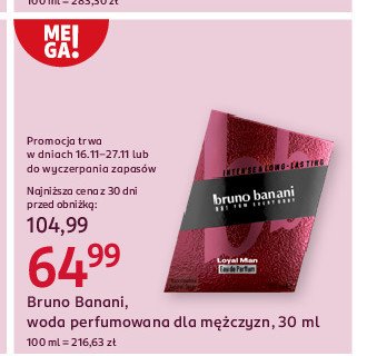 Woda perfrumowana Bruno banani loyal man promocja w Rossmann