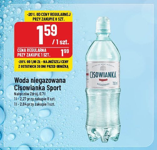 Woda niegazowana sport-cup Cisowianka promocja