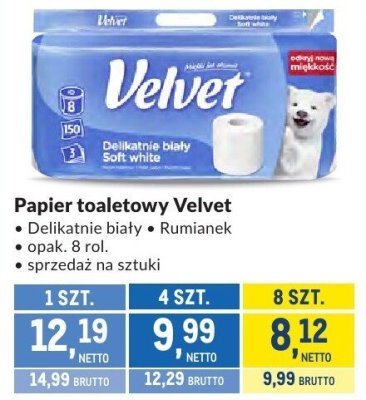 Papier toaletowy Velvet delikatnie biały, Rumianek promocja w Makro