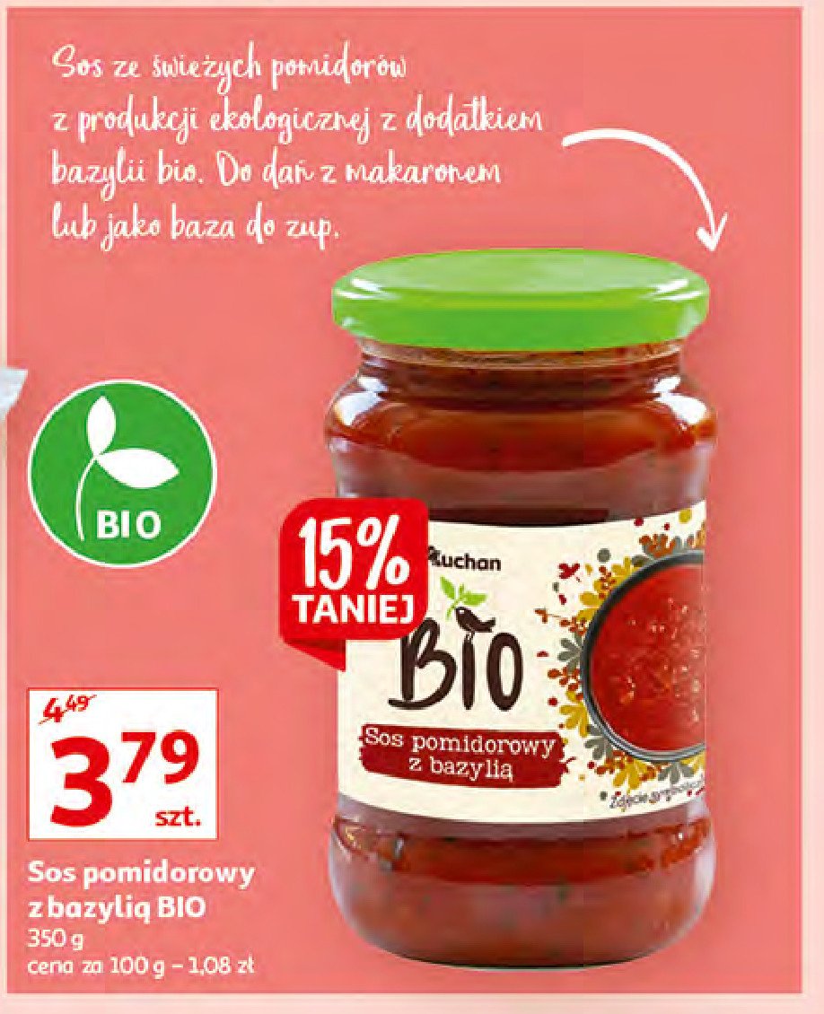 Sos pomidorowy z bazylią bio Auchan bio promocja