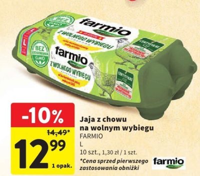 Jaja z chowu na wolnym wybiegu FARMIO promocja w Intermarche