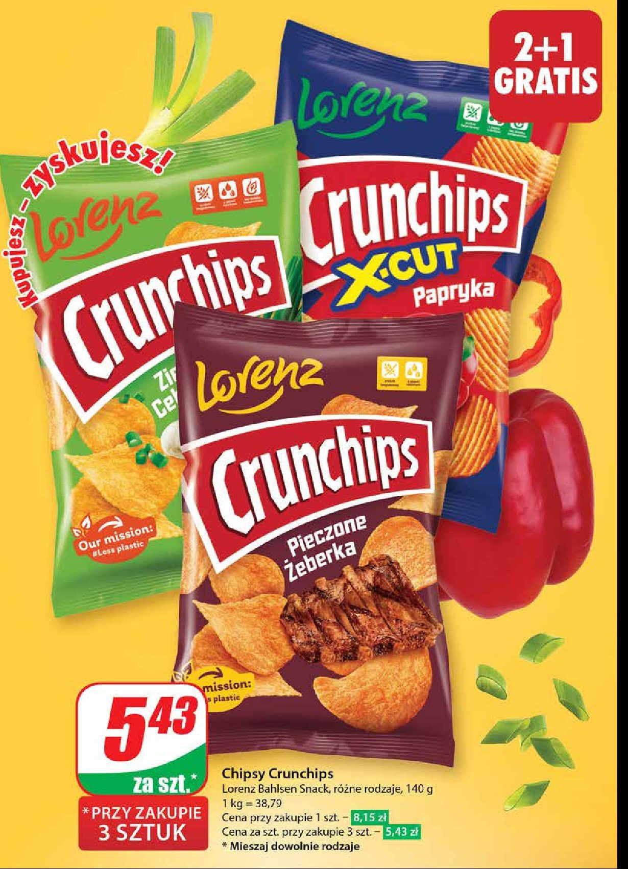 Chipsy zielona cebulka Crunchips Crunchips lorenz promocja