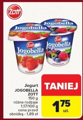 Jogurt Jogobella Zott 150g truskawka promocja w Carrefour