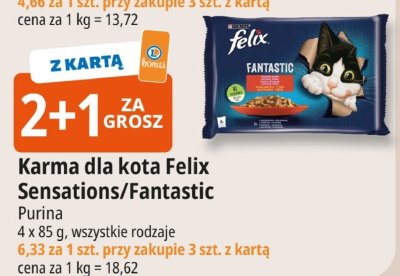 Karma dla kota Felix Sensations/Fantastic Purina promocja w Leclerc