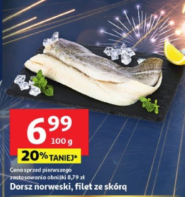 Dorsz norweski, filet ze skórą 100 g promocja w Auchan