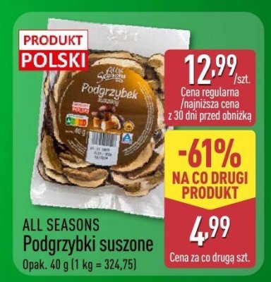 Podgrzybki suszone All Seasons promocja w Aldi