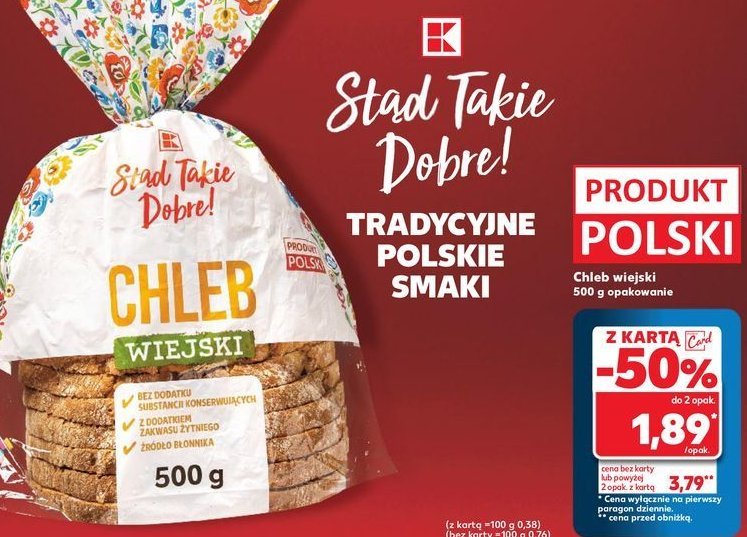 Chleb wiejski K-classic stąd takie dobre! promocja w Kaufland