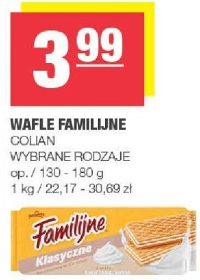 Wafle familijne COLIAN wybrane rodzaje promocja w SPAR