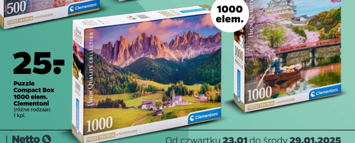 Puzzle 1000 elementów Clementoni promocja