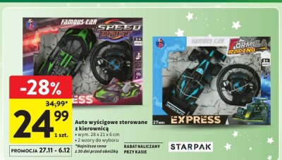 Auto wyścigowe sterowane z kierownicą wym. 28 x 21 x 6 cm 2 wzory do wyboru promocja w Intermarche