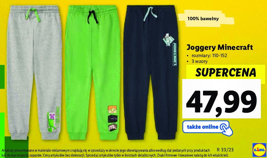 Joggery dzieciece 110-152 minecraft promocja