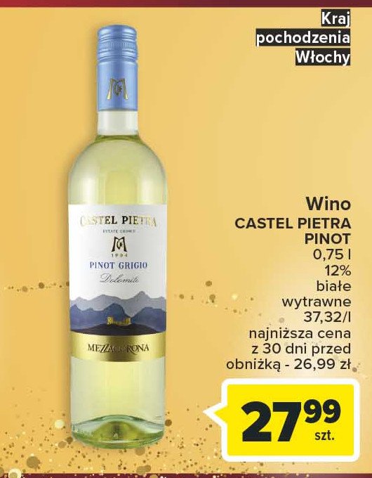 Wino CASTEL PIETRA PINOT GRIGIO promocja
