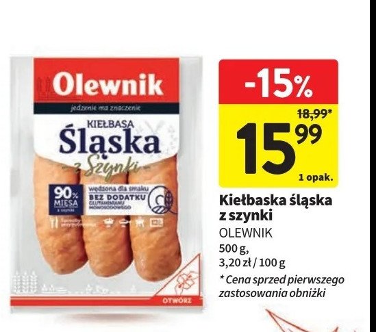 Kiełbasa śląska z szynki Olewnik promocja