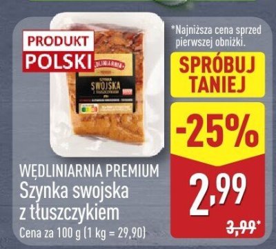 Szynka swojska z tłuszczykiem promocja w Aldi