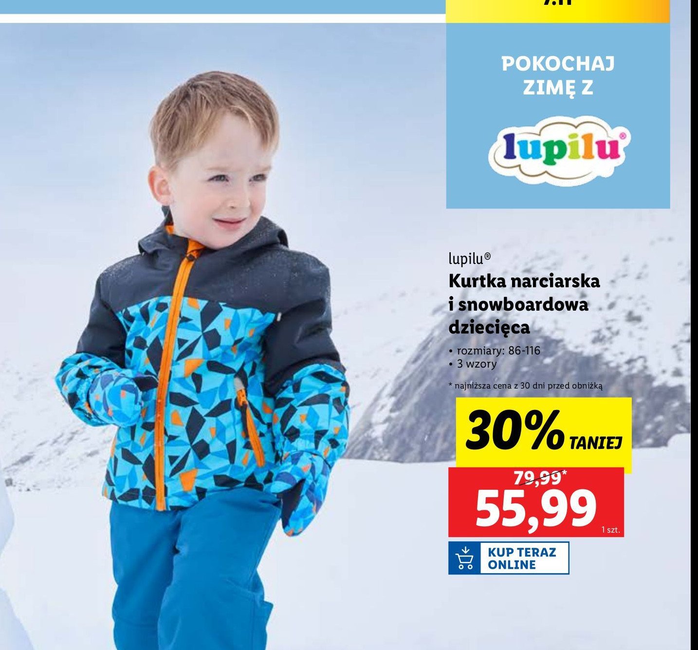 Kurtka dziecięca narciarska 86-116 Lupilu promocja w Lidl