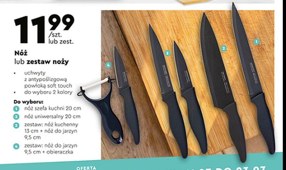 Zestaw nóż kuchenny 13 cm + nóż do jarzyn 9.5 cm Mpm product promocja