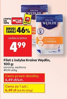 Filet z indyka Kraina Wędlin 100g naturalny wędzony promocja w Biedronka