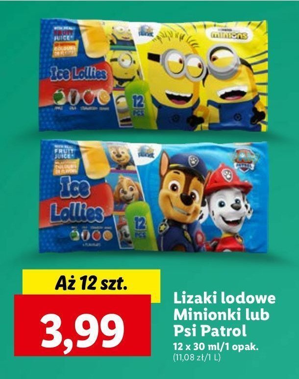 Lizak lodowe minionki promocja