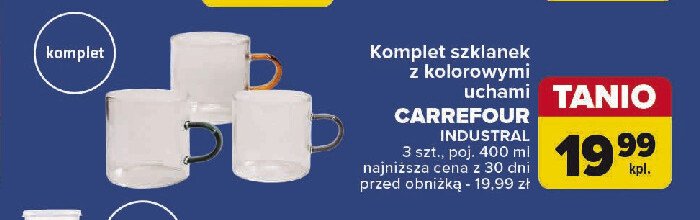 Komplet szklanek industrial 400 ml Carrefour promocja w Carrefour Market