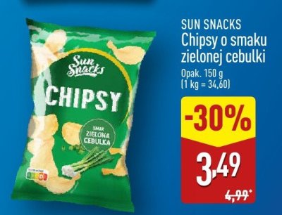 Chipsy Sun Snacks o smaku zielonej cebulki promocja w Aldi