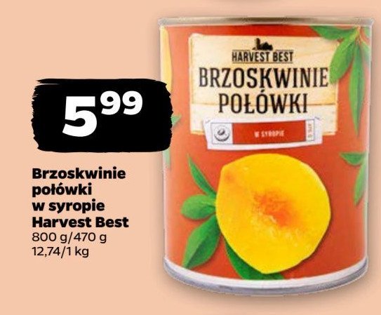 Brzoskwinie połówki w syropie Harvest best promocja w Netto