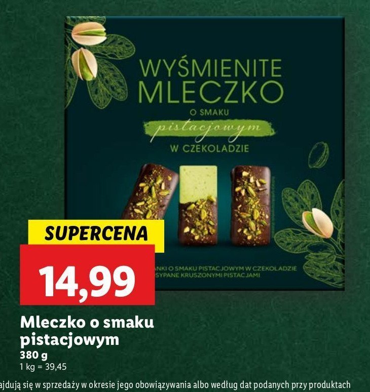 Mleczko pistacjowe wyśmienite promocja