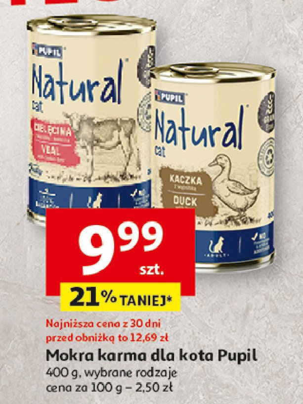 Karma dla kota cielęcina z wątróbką Pupil natural promocja