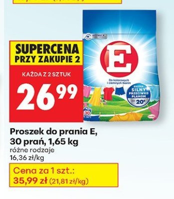 Proszek do prania E, 30 prań, 1,65 kg promocja w Biedronka