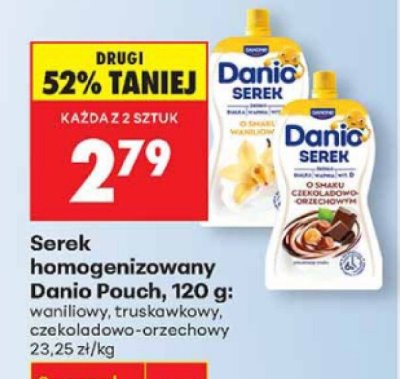 Serek homogenizowany Danio Pouch truskawkowy promocja w Biedronka