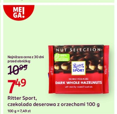 Czekolada dark whole hazelnuts Ritter sport promocja