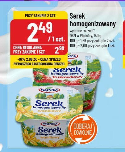 Serek homogenizowany truskawkowy Piątnica promocja